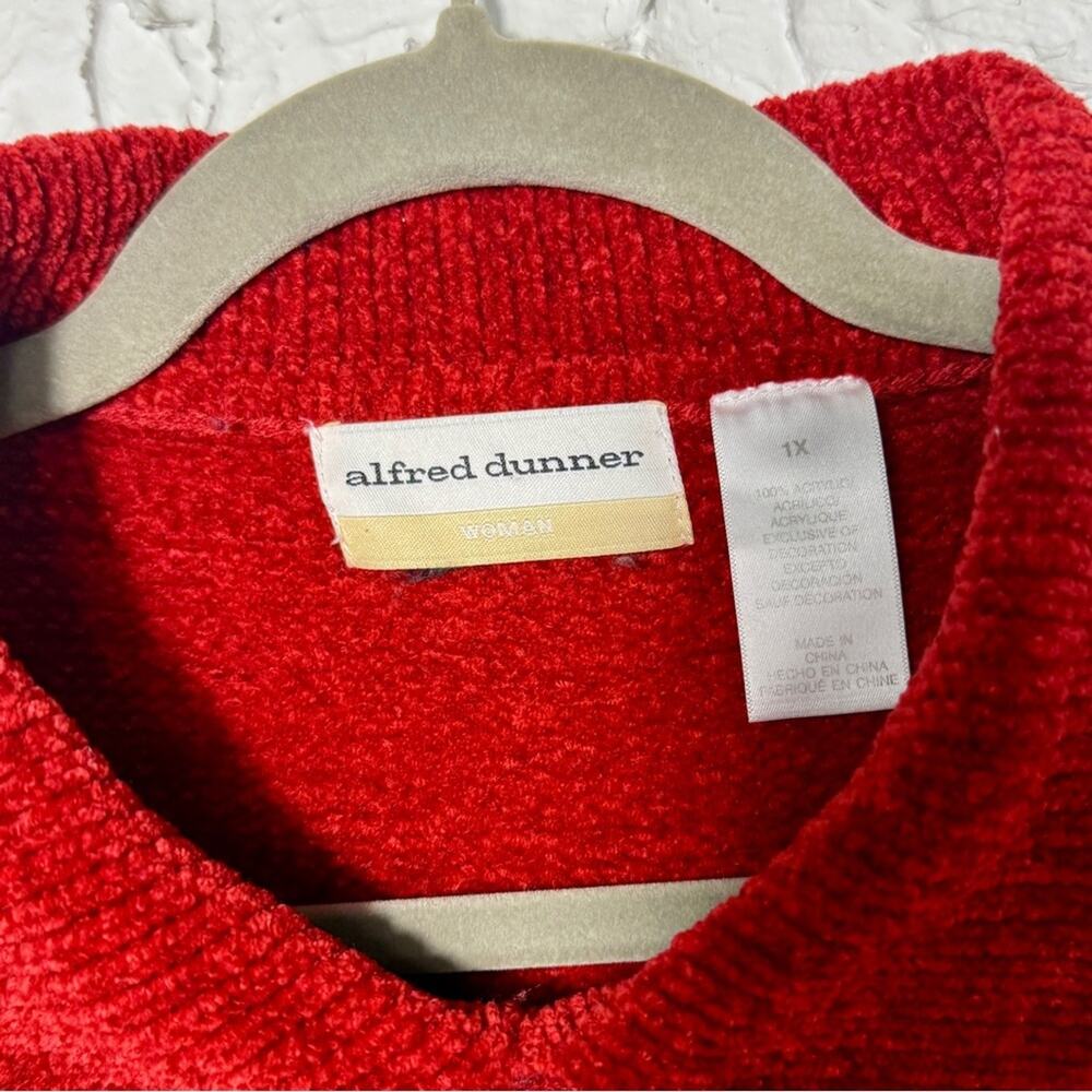 Alfred Dunner Vibrant Red Knit Sweater Grandmacore - Picture 4 of 6